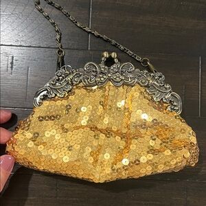 Gold sequin mini purse